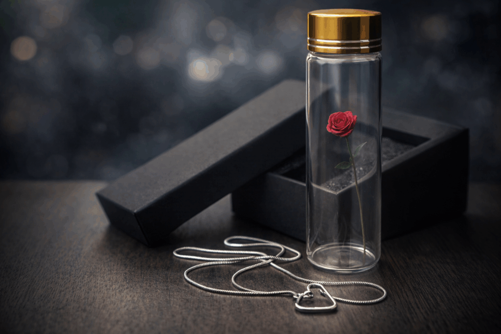 ESSENTIA-Eternum Colgante: Corazón en Plata de Ley 925 con Cadena de 55cm y Presentación en Bote de Cristal