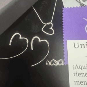 AMORE-Cor Inox. Set 3 piezas (anillo,pendientes y colgante c/cadena) en acero inoxidable 316L AMORE_Cor