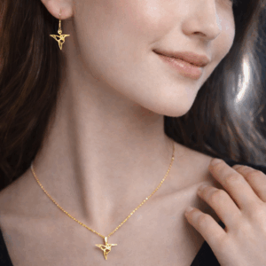 Conjunto Mihi-Vita Colgante y Pendientes en  plata de ley 925 + dorado 18k