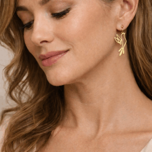 MIHI-Alae. Pendientes dorados de gancho en acero inoxidable 316L (hipoalérgicos)