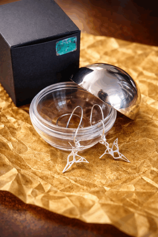 ESSENTIA-Anima Pendientes colibri en plata de Ley 925