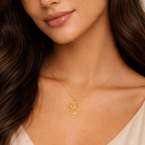 Colgante dorado Mihi Alae en acero inoxidable 316L (Acero quirúrgico) + cadena 50cm