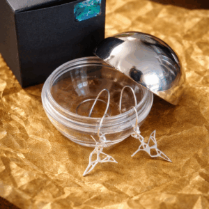 ESSENTIA-Anima Pendientes dorados colibri plata de Ley 925 + baño oro 18K